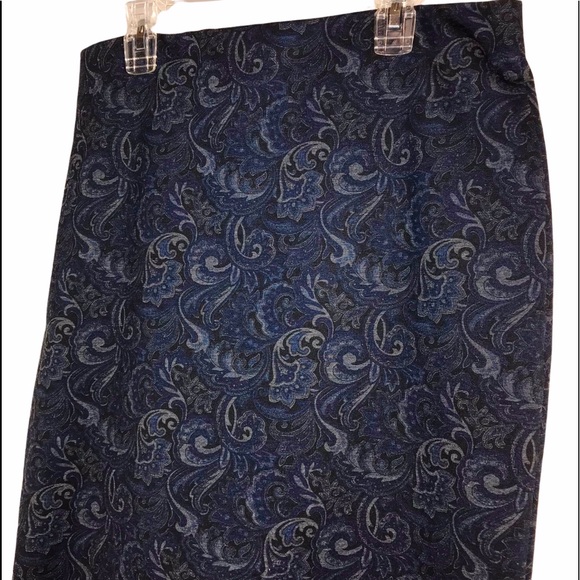 Black Gray Blue Floral Paisley Skirt - Picture 3 of 8